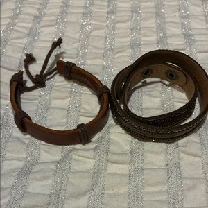 Men's Leather Bracelet Duo
